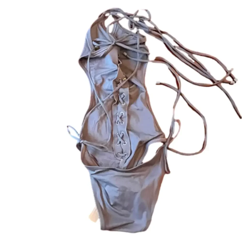 Skims XL swim lace up Monokini gunmetal NWT